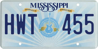 MS license plate HWT455