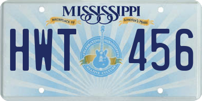 MS license plate HWT456
