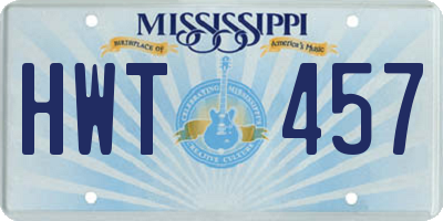 MS license plate HWT457