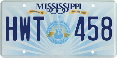 MS license plate HWT458