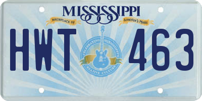 MS license plate HWT463