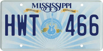 MS license plate HWT466