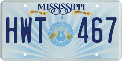 MS license plate HWT467