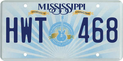 MS license plate HWT468