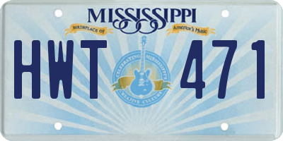 MS license plate HWT471