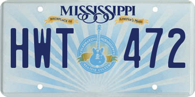 MS license plate HWT472