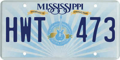 MS license plate HWT473