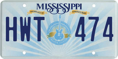 MS license plate HWT474