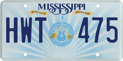 MS license plate HWT475