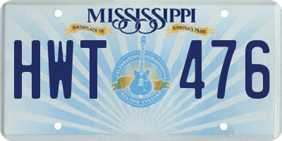 MS license plate HWT476