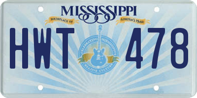 MS license plate HWT478