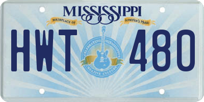 MS license plate HWT480