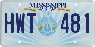 MS license plate HWT481