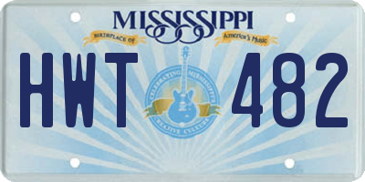 MS license plate HWT482