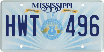 MS license plate HWT496