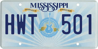 MS license plate HWT501
