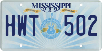 MS license plate HWT502