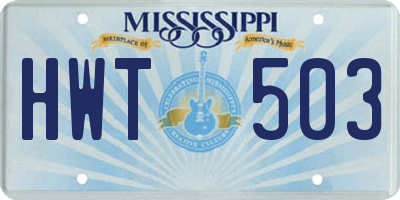 MS license plate HWT503