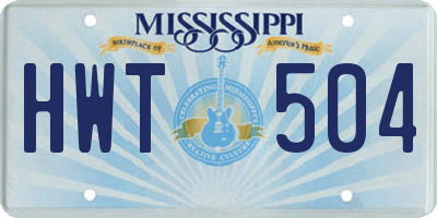 MS license plate HWT504