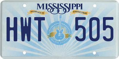 MS license plate HWT505