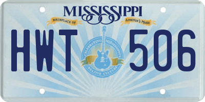 MS license plate HWT506