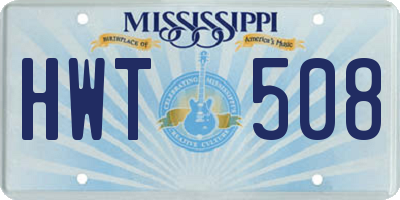 MS license plate HWT508