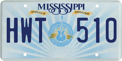 MS license plate HWT510