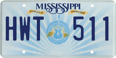 MS license plate HWT511