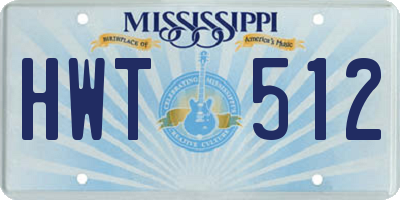 MS license plate HWT512