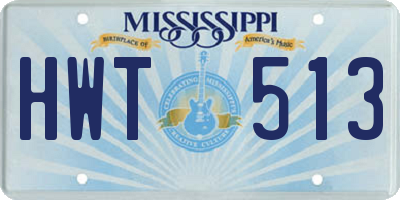 MS license plate HWT513