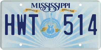 MS license plate HWT514