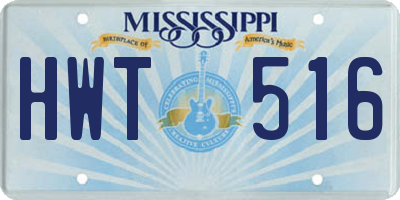 MS license plate HWT516