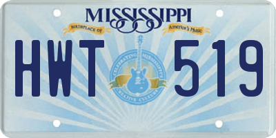 MS license plate HWT519