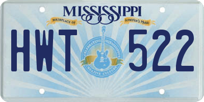MS license plate HWT522