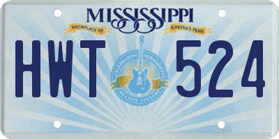 MS license plate HWT524