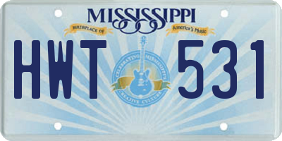 MS license plate HWT531