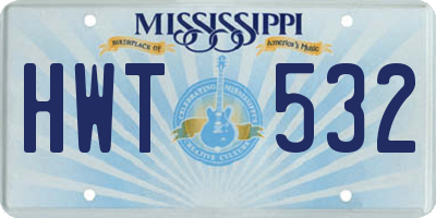 MS license plate HWT532