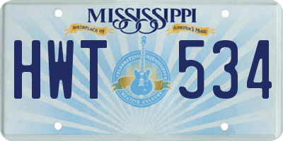MS license plate HWT534