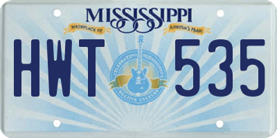 MS license plate HWT535