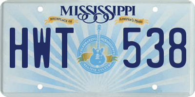 MS license plate HWT538