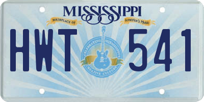 MS license plate HWT541