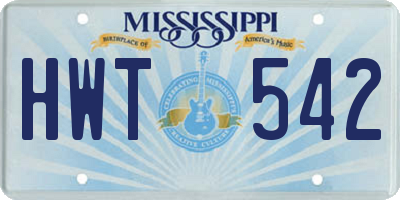 MS license plate HWT542