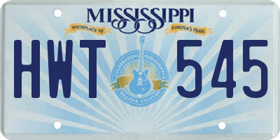 MS license plate HWT545