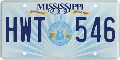 MS license plate HWT546