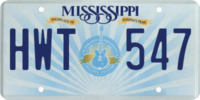 MS license plate HWT547