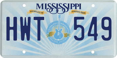 MS license plate HWT549