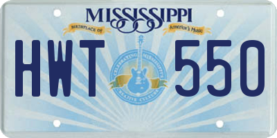 MS license plate HWT550