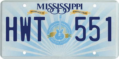 MS license plate HWT551