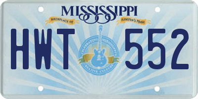 MS license plate HWT552