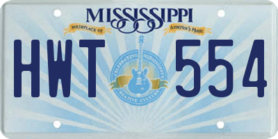 MS license plate HWT554